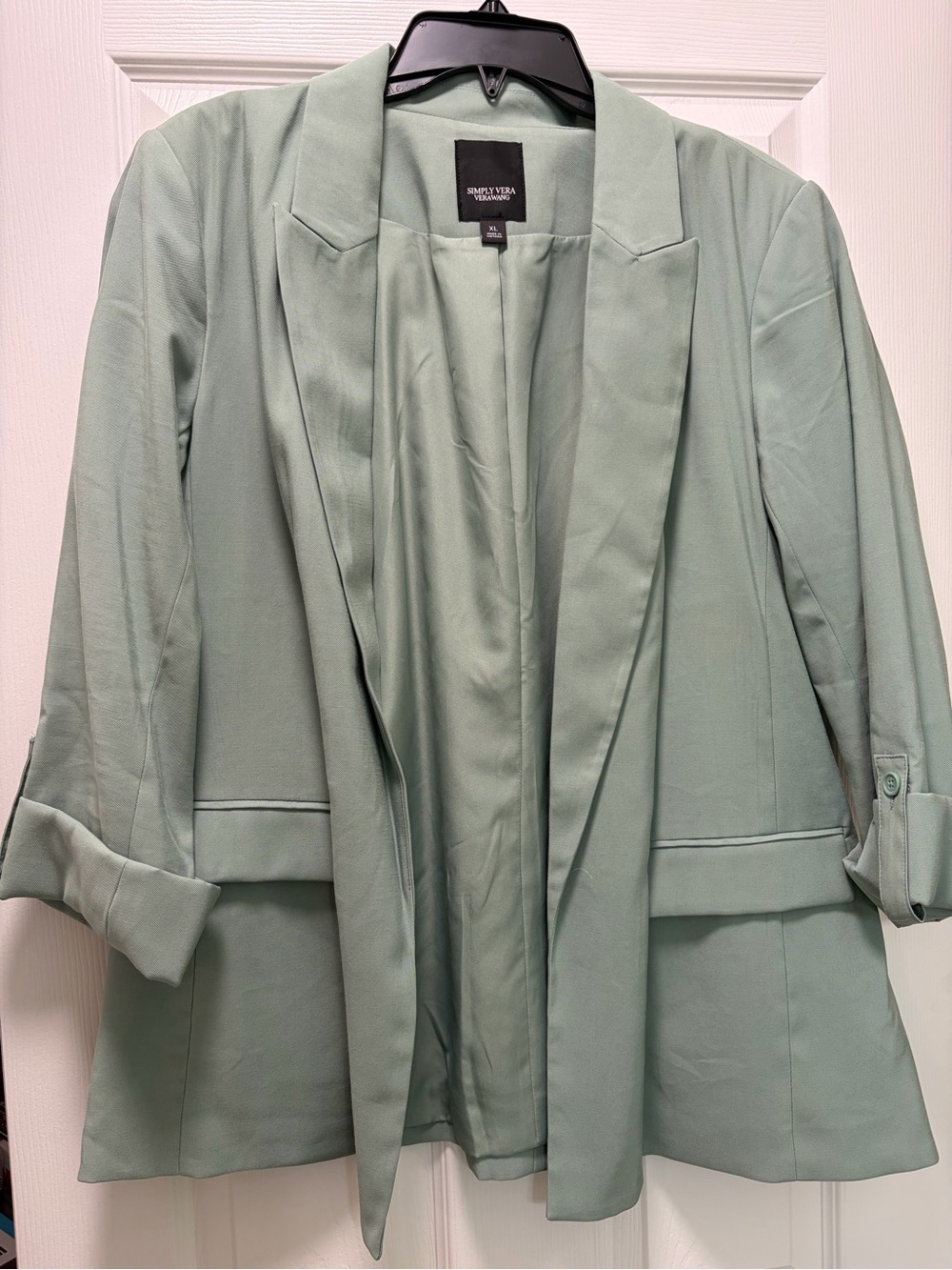 Simply Vera Mint Green Open-Front Blazer Jacket